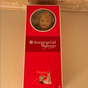 American Girl Doll in Pink and White Striped Dress